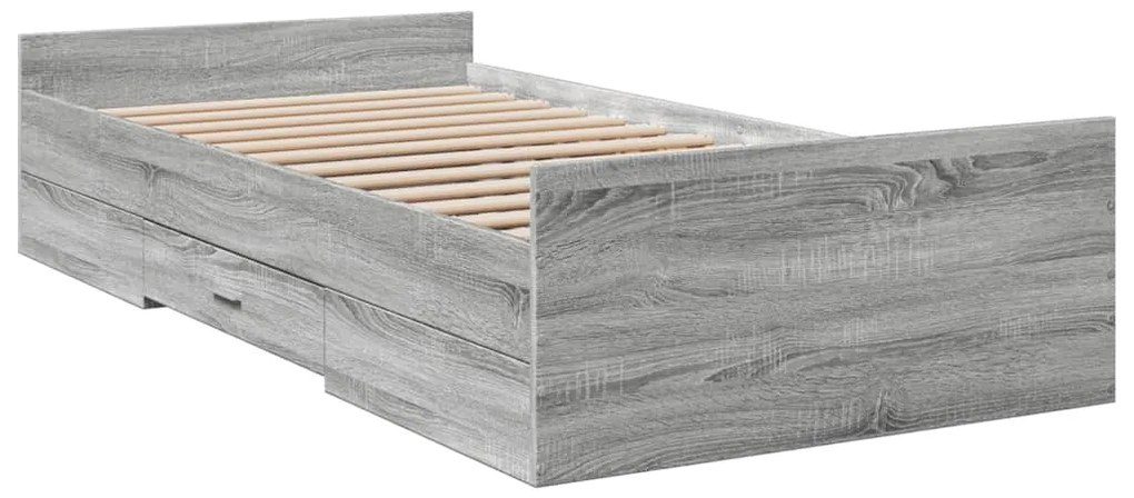 vidaXL Πλαίσιο Κρεβατιού με Συρτάρια Γκρι Sonoma 90x190εκ. Επεξ. Ξύλο