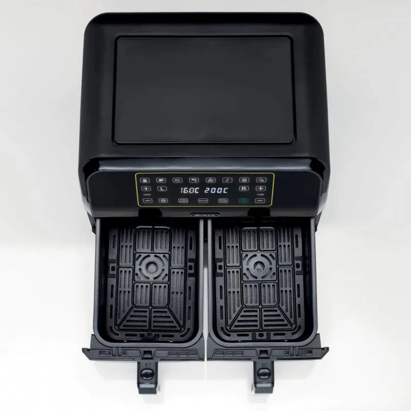 Διπλή φριτέζα θερμού αέρα Ariete DUAL 4623/00, 1700W, 8 l, 8 προγράμματα, 35-200C, Συγχρονισμός, Οθόνη αφής LCD, Μαύρο
