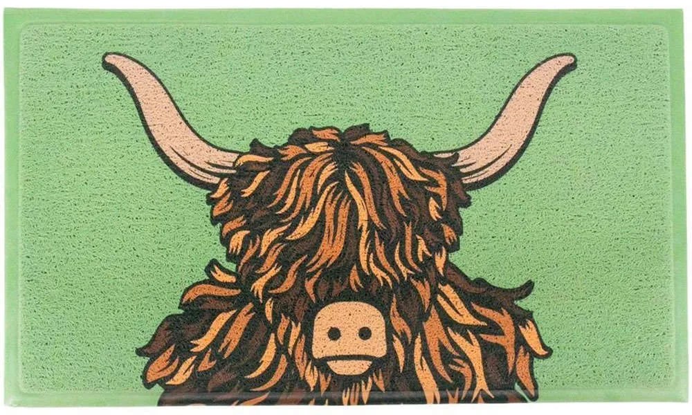 Πατάκι Εισόδου Green Highland Cow -AMDMW-HIGHLANDBROWN-7040 70x40cm Multi Artsy Mats 70x40