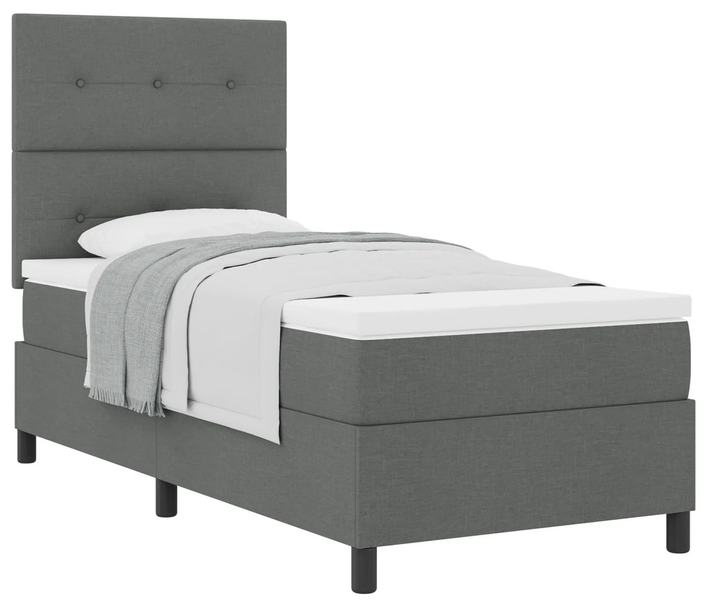 vidaXL Κρεβάτι Box Spring με Στρώμα Σκοτεινό Γκρι 80x200 cm Ύφασμα
