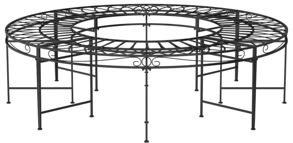 Παγκάκι Δέντρου Κυκλικό Μαύρο Ø160 εκ. Ατσάλινο - Μαύρο