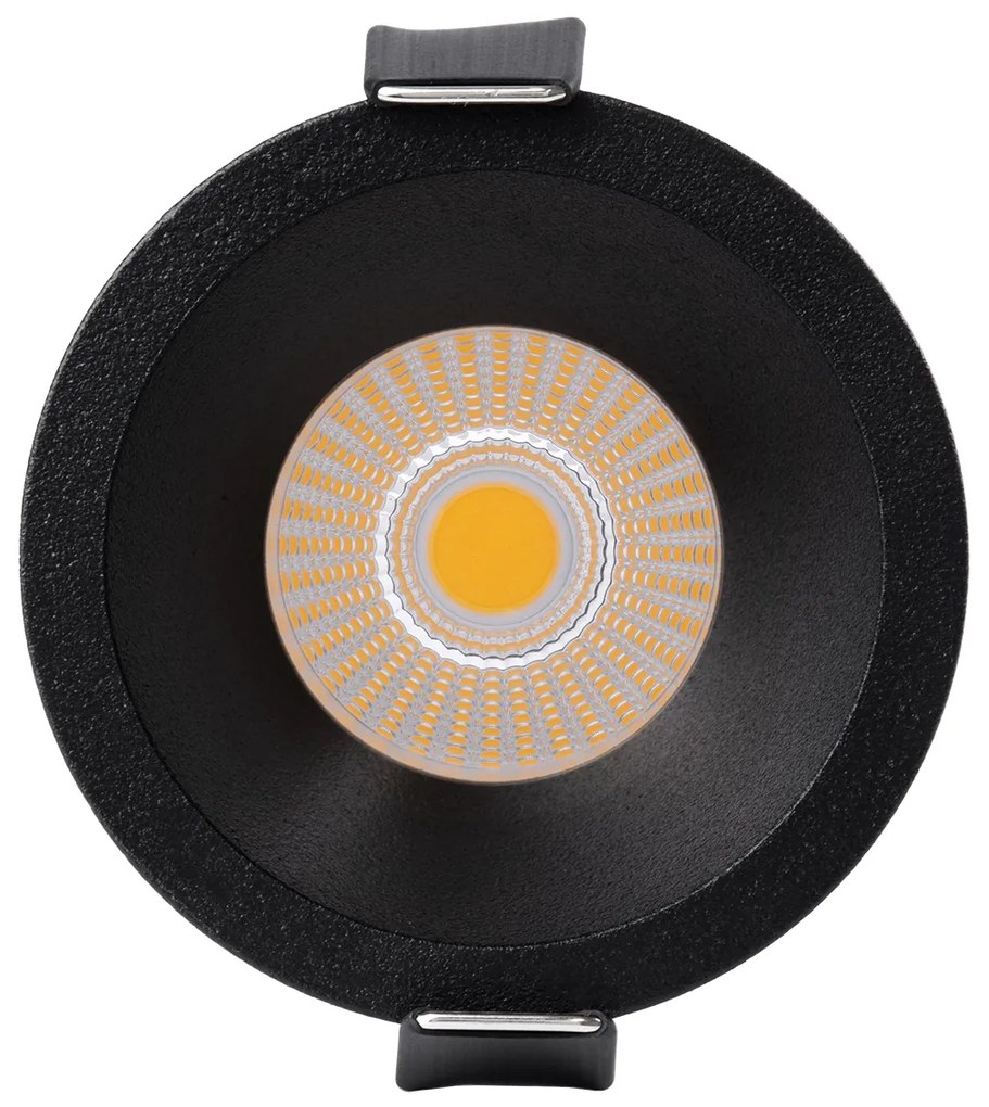 GloboStar® MICRO-B 60244 Χωνευτό LED Spot Downlight TrimLess Φ6cm 7W 910lm 38° AC 220-240V IP20 Φ6 x Υ7.8cm - Στρόγγυλο - Μαύρο - Φυσικό Λευκό 4500K - Bridgelux COB - 5 Years Warranty