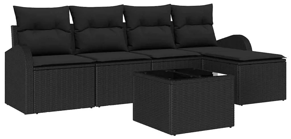vidaXL Σετ Καναπέ Κήπου με μαξιλάρι 6 pcs Μαύρο Πολυ ράταν