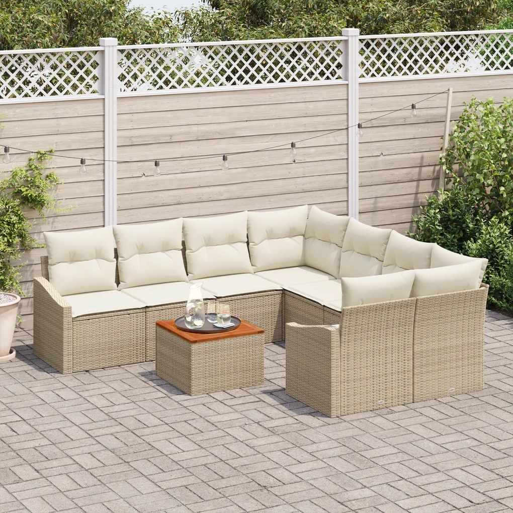 vidaXL Σετ σαφάκι κήπου 9 pcs Beige, λευκό 55 x 55 x 37 εκ