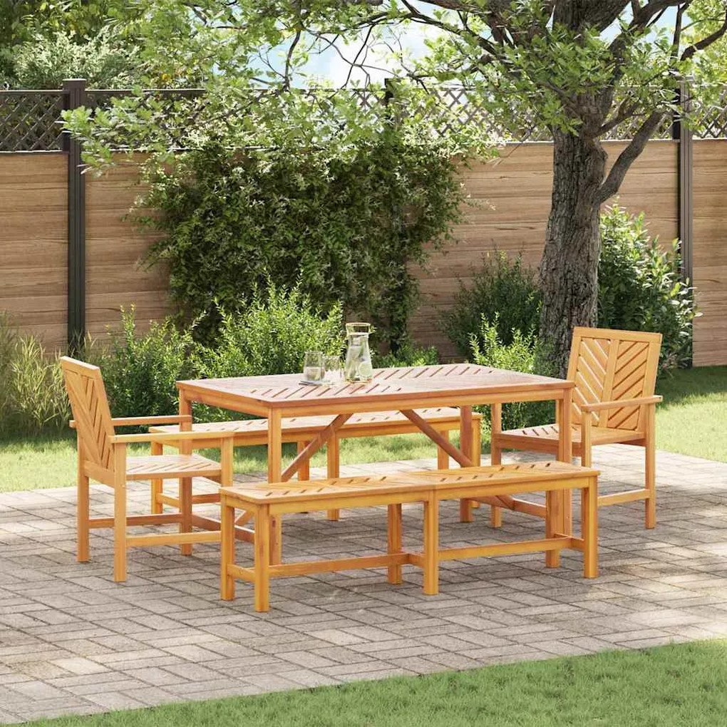 vidaXL Σέτ φαγητού για κήπο 5 pcs Καφέ 150 x 90 x 74 cm