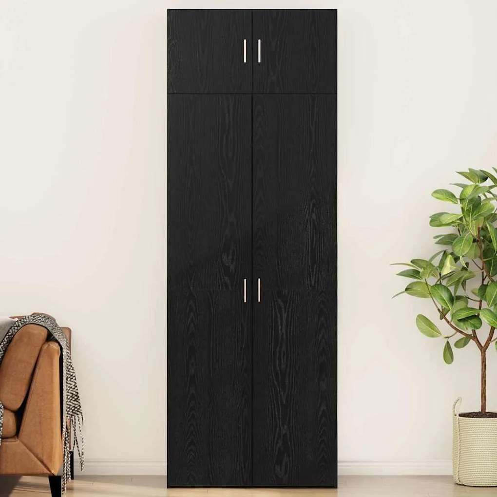 vidaXL Ντουλάπι αποθήκευσης Μαύρη δρυς 80 x 41 x 225 εκ