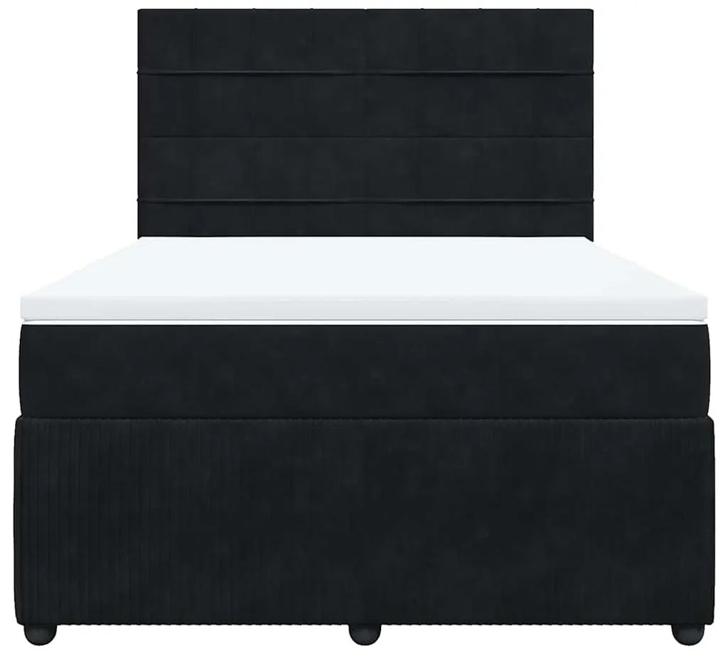 vidaXL Κρεβάτι Boxspring με Στρώμα Μαύρο 140x200 εκ. Βελούδινο