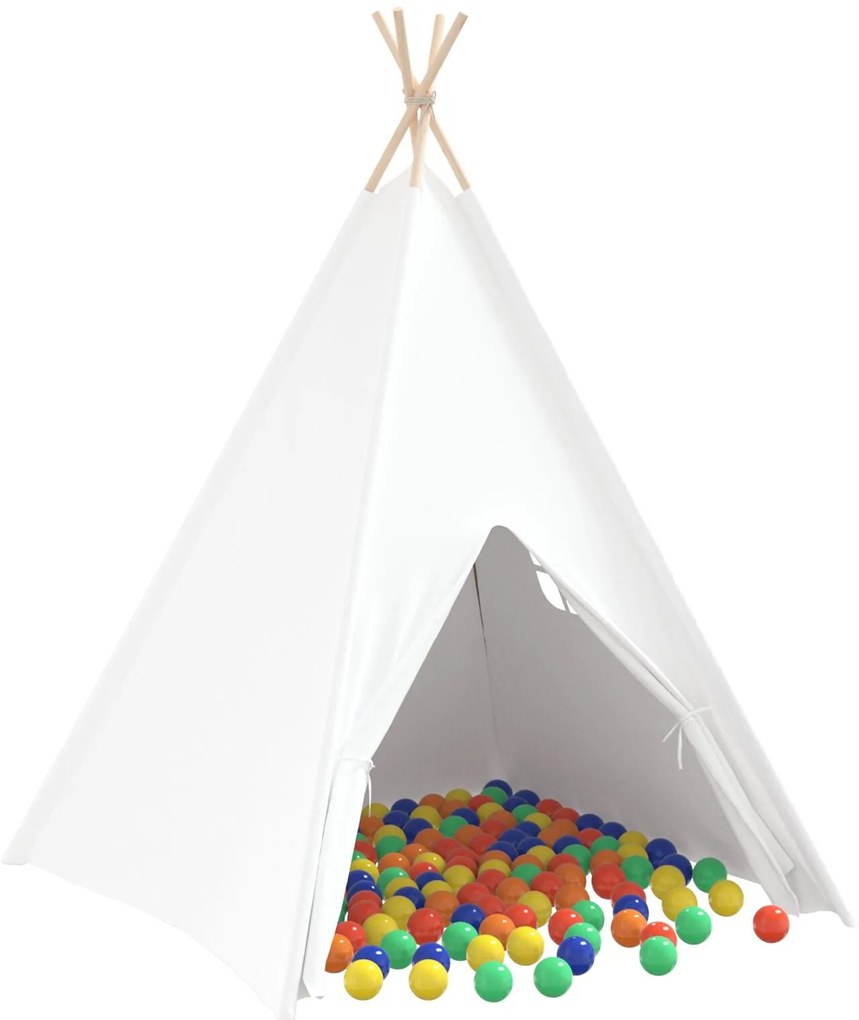 vidaXL Σκηνή Teepee για Παιδιά με Τσάντα Ροδάκινου και Μπάλες