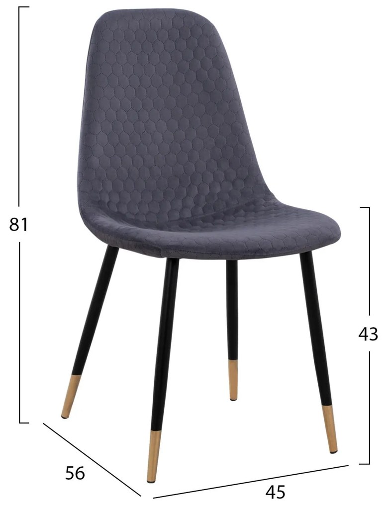 Σετ τραπεζαρίας ALIZA C11196.01 5 τμχ. από MDF TOP - Βελούδο Γκρί & Μέταλλο Μαύρο 120x80x74 εκ.