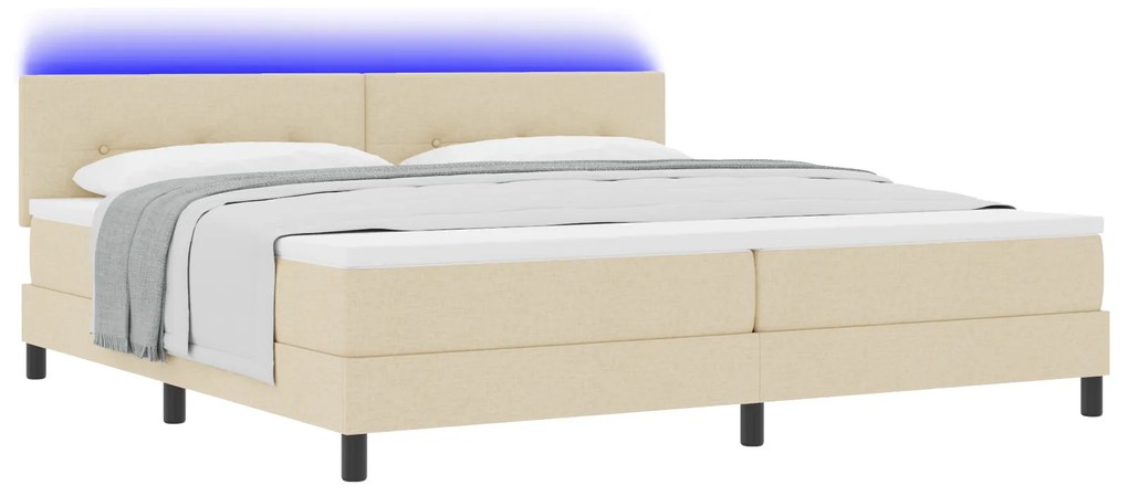 vidaXL Κρεβάτι με Στρώμα & LED Κεραμιδί 200x200 εκ. Υφασμάτινο