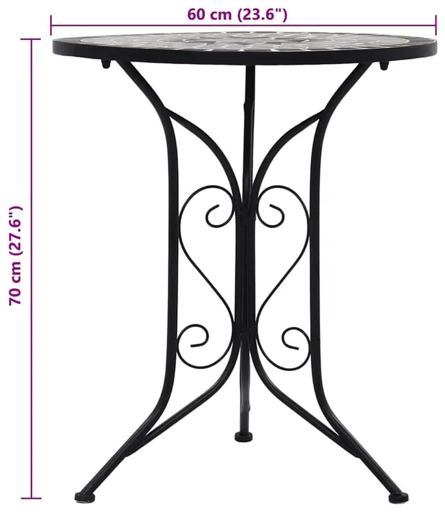 vidaXL Τραπέζι Bistro «Μωσαϊκό» Γκρι 60 εκ. Κεραμικό