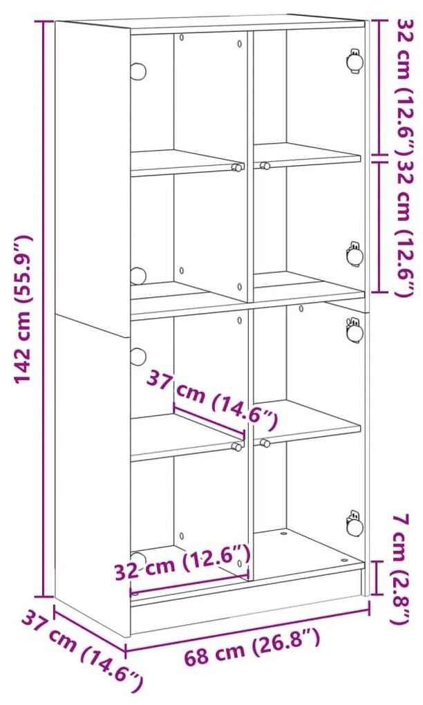 Ντουλάπα με Πόρτες 68x37x142 εκ. Επεξεργασμένο Ξύλο - Γκρι