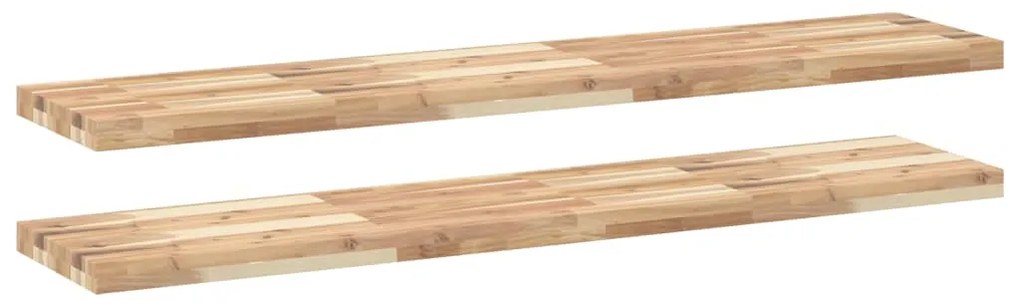 Ράφια Κρεμαστά 2 Τεμ. 160x30x4εκ Ακατέργαστο Μασίφ Ξύλο Ακακίας - Καφέ