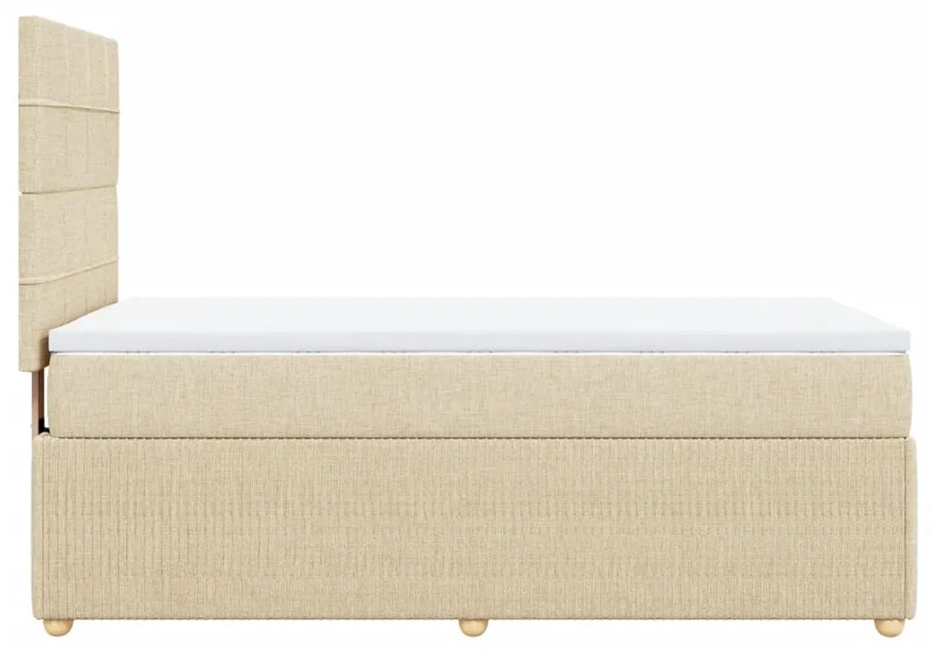 vidaXL Κρεβάτι Boxspring με Στρώμα Κρεμ 100 x 200 εκ. Υφασμάτινο