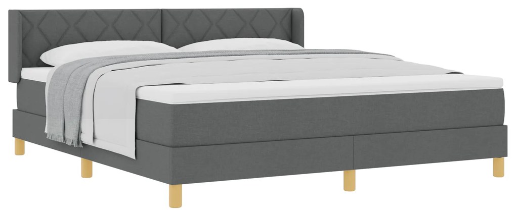 vidaXL Κρεβάτι Box Spring σε σκούρο γκρι με στρώμα, 180 x 200 εκ., ύφασμα.
