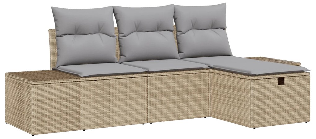 vidaXL Set Κήπου 4 Τεμαχίων με Μαξιλάρια Μπεζ Πολυ Ράτταν