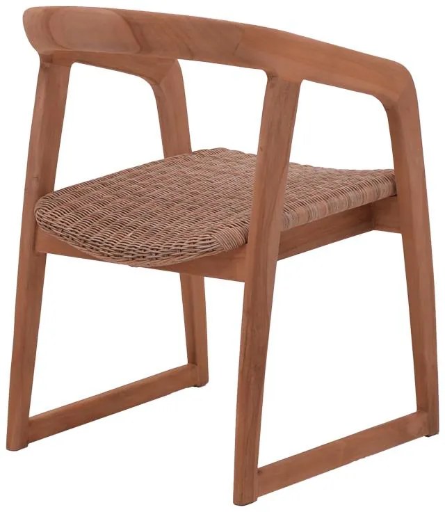 Καρέκλα - Πολυθρόνα Somalia σκελετός αλουμινίου με teak πόδι σε Φυσικό και καφέ pe rattan 57x62x80 εκ. 57x62x80 εκ.