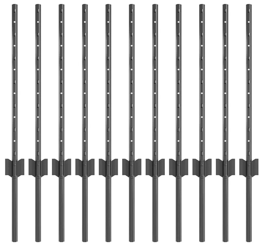 vidaXL Πό posts φράχτη 11 pcs Γκρι 60 cm Ατσάλι