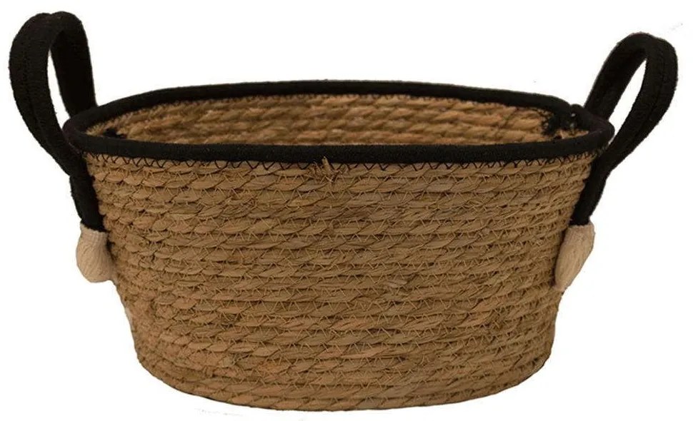 Καλάθι Ψάθινο 00.06.61137 Φ35x18cm Natural-Black Mat
