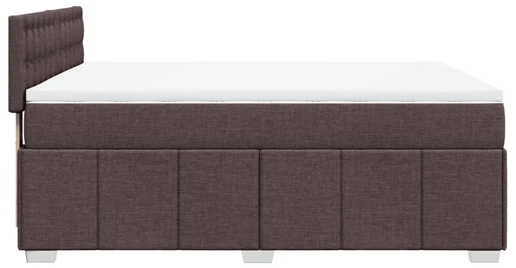 vidaXL Κρεβάτι Boxspring με Στρώμα Σκούρο Καφέ 140x190 εκ. Υφασμάτινο