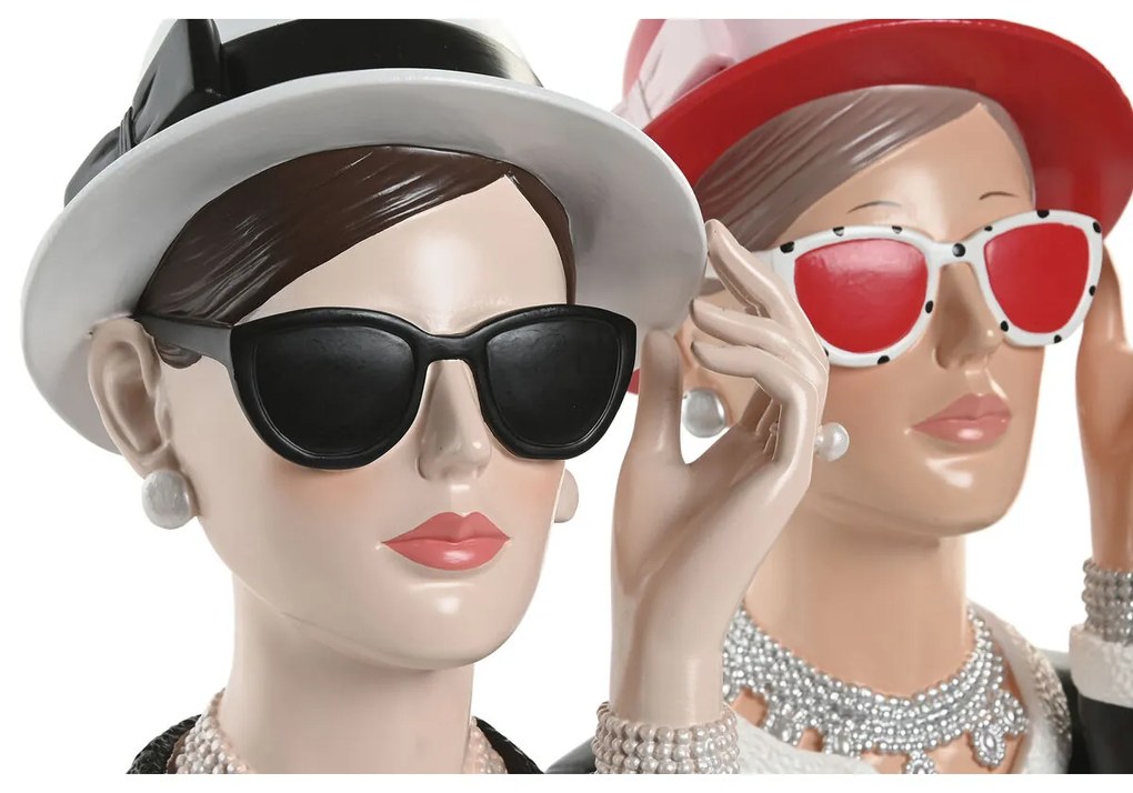 Διακοσμητική Φιγούρα Home ESPRIT Μαύρο Κόκκινο Γυναίκα 17,5 X 14 X 27 CM (x2)