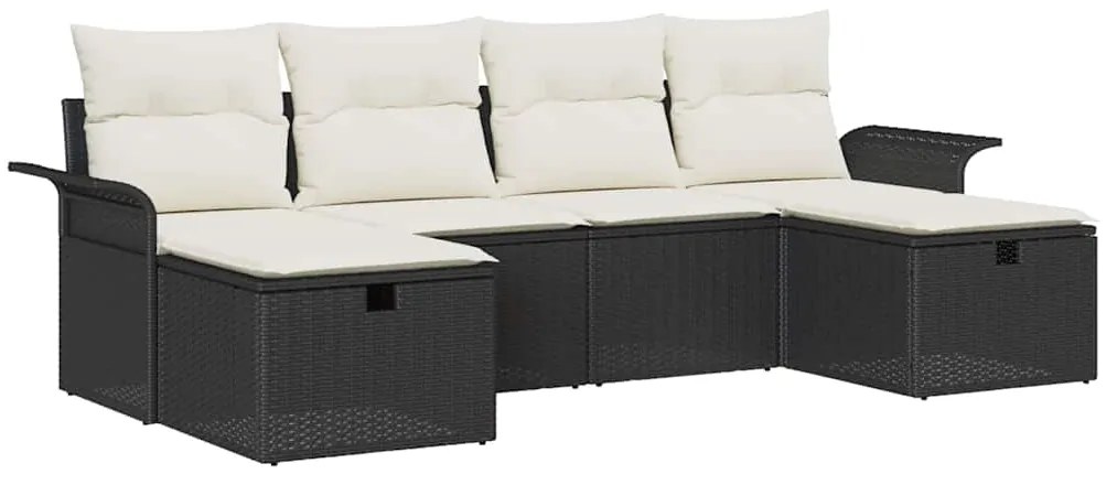 vidaXL Σετ Καναπέ Κήπου 6 pcs Μαύρο και κρεμ 251 x 117 x 85 εκ.