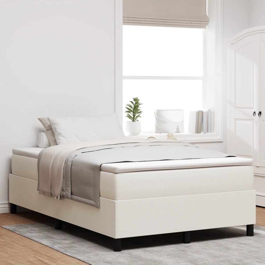 vidaXL Κρεβάτι Box Spring Κρεμ 120x200 εκ από κορντούρα