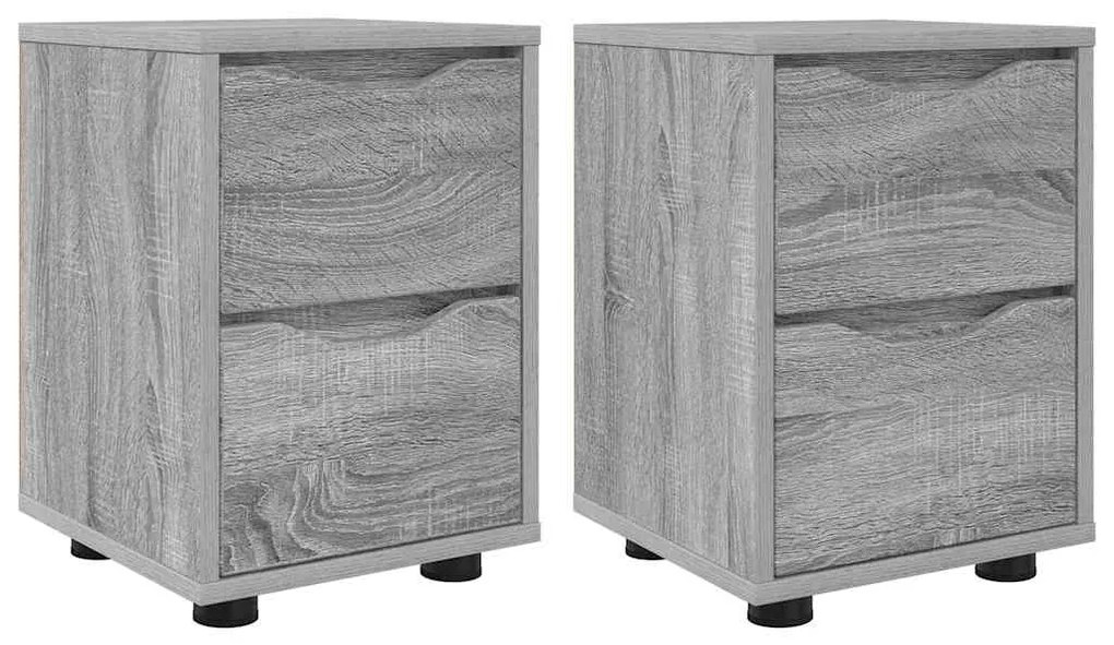 vidaXL Κομοδίνα με συρτάρι 2 pcs Γκρίζο Σονομα 30,5 x 30 x 43 εκ