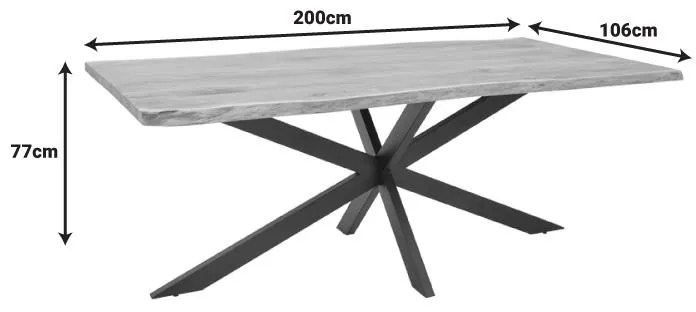 Τραπέζι Miles μασίφ ξύλο ακακίας σε φυσική απόχρωση 200x106x77εκ 200x106x77 εκ.