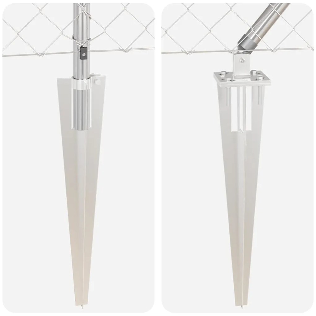 vidaXL Φράκτης από αλυσίδα με στύλους Ασημί 10 μ x 1.2 μ Ατσάλι