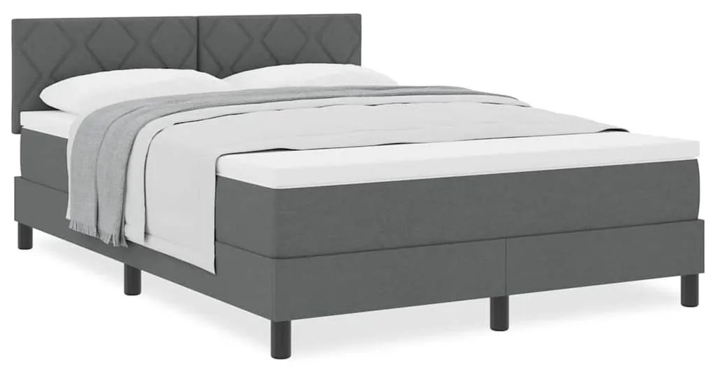vidaXL Κρεβάτι box spring με στρώμα Σκούρο γκρι 140 x 200 cm ύφασμα