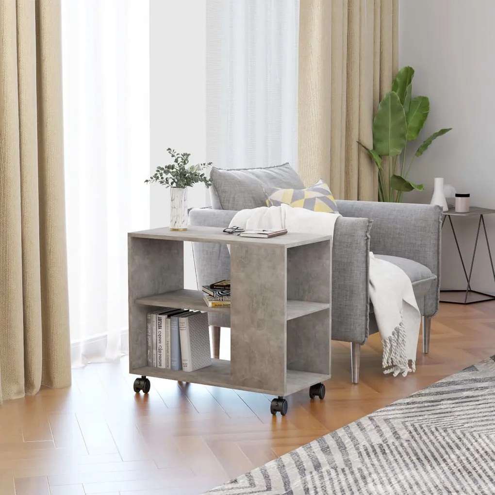 vidaXL Τραπέζι Βοηθητικό Γκρι Σκυροδ. 70x35x55 εκ. Επεξεργασμένο Ξύλο
