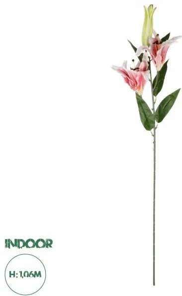 Artificial Garden PINK LILY BRANCH 21313 Τεχνητό Διακοσμητικό Κλαδί Ροζ Κρίνο Y106cm Globostar-21313-Ροζ 21313