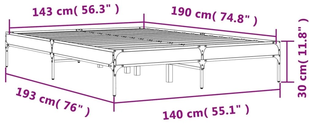 ΠΛΑΙΣΙΟ ΚΡΕΒΑΤΙΟΥ ΓΚΡΙ SONOMA 140X190 ΕΚ. ΕΠΕΞ. ΞΥΛΟ &amp; ΜΕΤΑΛΛΟ 845039