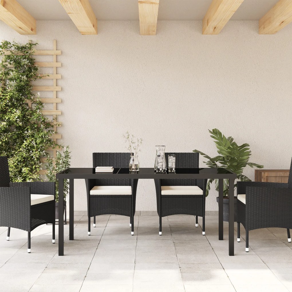 vidaXL Τραπέζι Κήπου Μαύρο 160x80x73 εκ. Σκληρυμένο Γυαλί