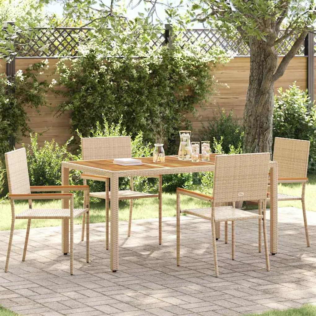 vidaXL Καρέκλες κήπου που σωριάζονται 4 pcs Κρέμα, Καφέ