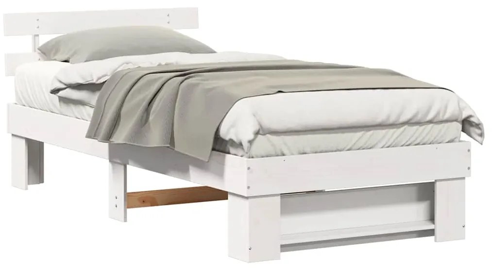 vidaXL Σκελετός Κρεβατιού Λευκό 75 x 190 cm Στερεά ξυλεία πεύκου