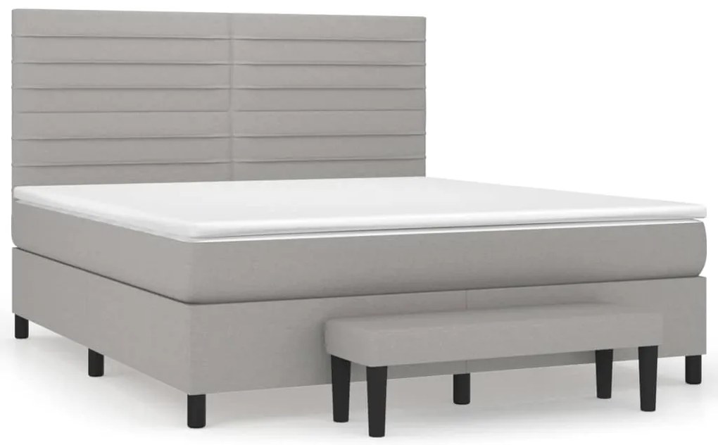 vidaXL Κρεβάτι Boxspring με Στρώμα Ανοιχτό Γκρι 180x200 εκ. Υφασμάτινο