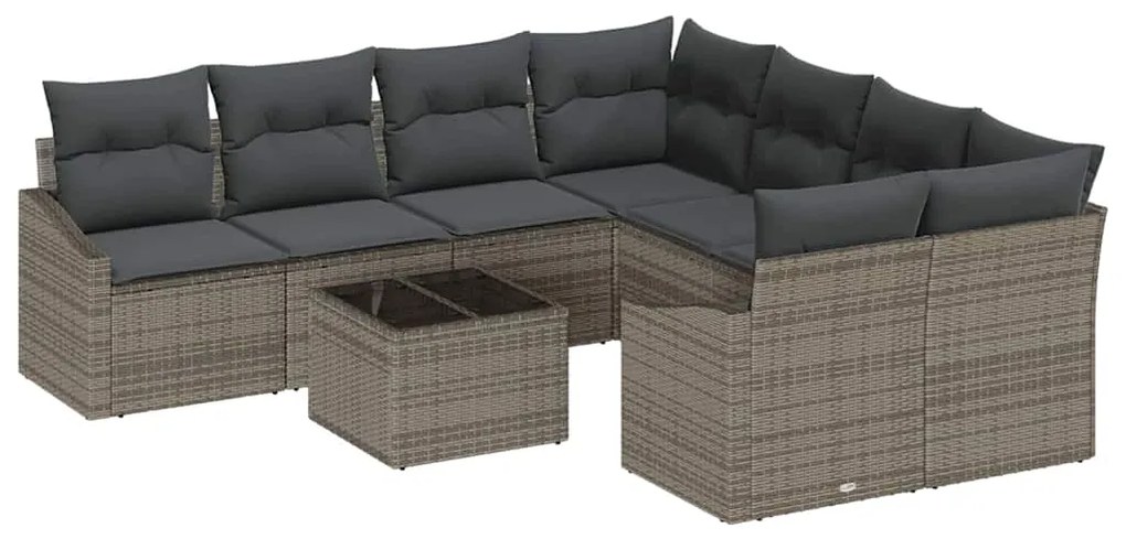 vidaXL Σετ Καναπέ Κήπου με μαξιλάρι 9 pcs Γκρι 55 x 55 x 37 εκ