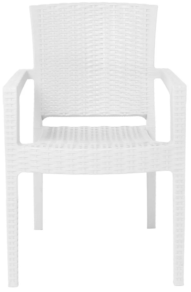 LORA-Pro Πολυθρόνα Στοιβαζόμενη, PP (Rattan Look) Απόχρωση Άσπρο 58x61x87cm