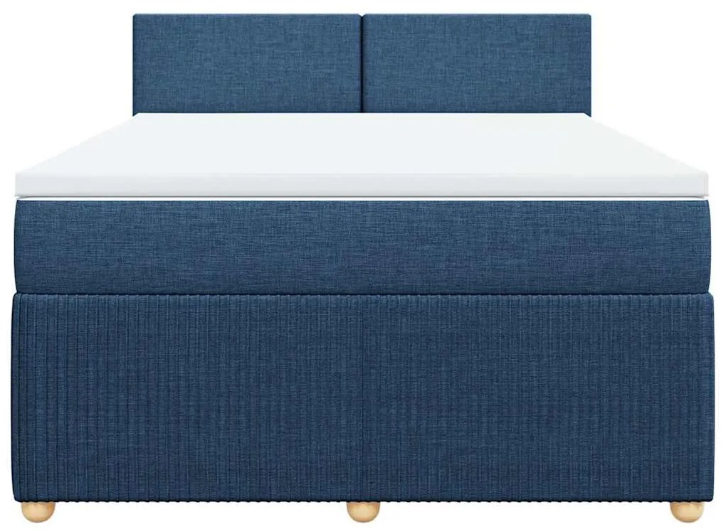vidaXL Κρεβάτι Boxspring με Στρώμα Μπλε 140x190 εκ. Υφασμάτινο