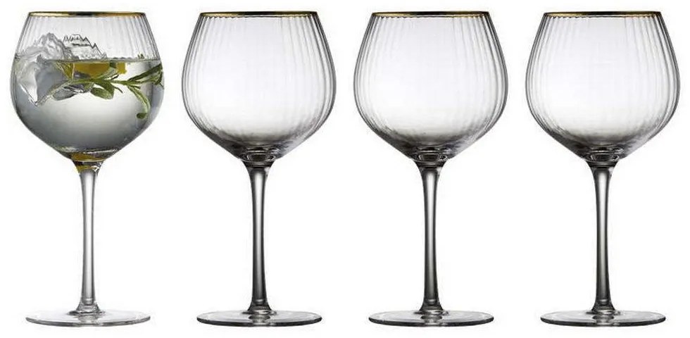 Ποτήρι Κρασιού Palermo (Σετ 4Τμχ) 12061 650ml Clear-Gold Lyngby Glass Γυαλί