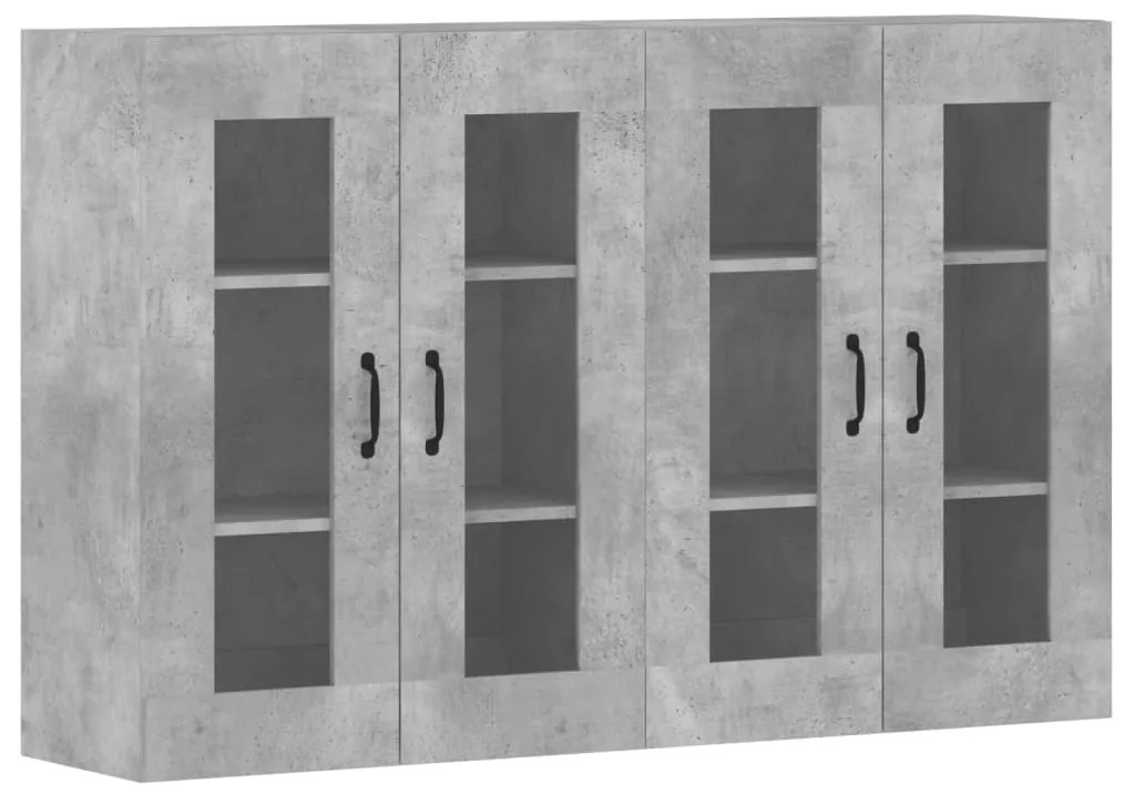 vidaXL Ντουλάπια Τοίχου 2 τεμ. Γκρι Σκυροδέματος από Επεξεργ. Ξύλο