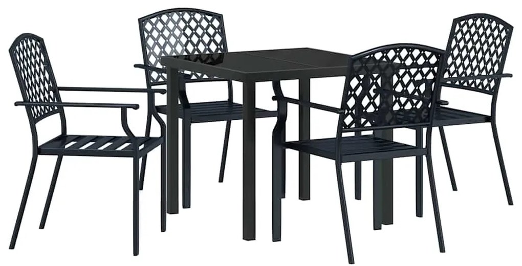 vidaXL Σέτ φαγητού για κήπο 5 pcs Ανθρακί Χάλυβας με επίστρωση πούδρας