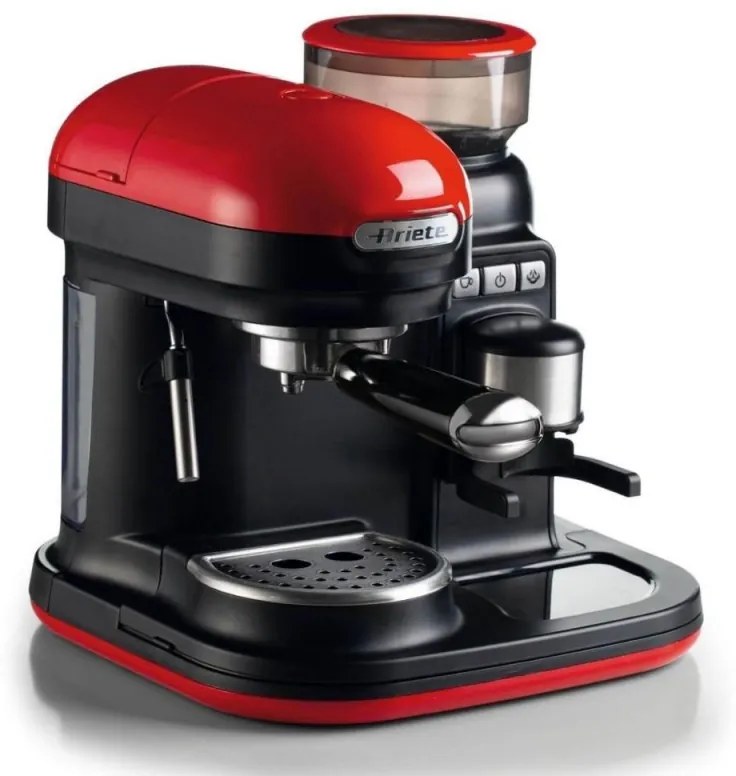Μηχανή εσπρέσο Ariete ESPRESSO MODERNA 1318/00, 1080W, 15 bar, 0.8 l, Ενσωματωμένος μύλος καφέ, Ατμομάγειρας, Κόκκινο