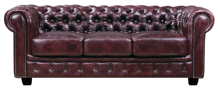 CHESTERFIELD BIRMINGHAM ΚΑΝΑΠΕΣ 3ΘΕΣΙΟΣ ΣΑΛΟΝΙΟΥ ΚΑΘΙΣΤΙΚΟΥ, ΔΕΡΜΑ ANTIQUE RED