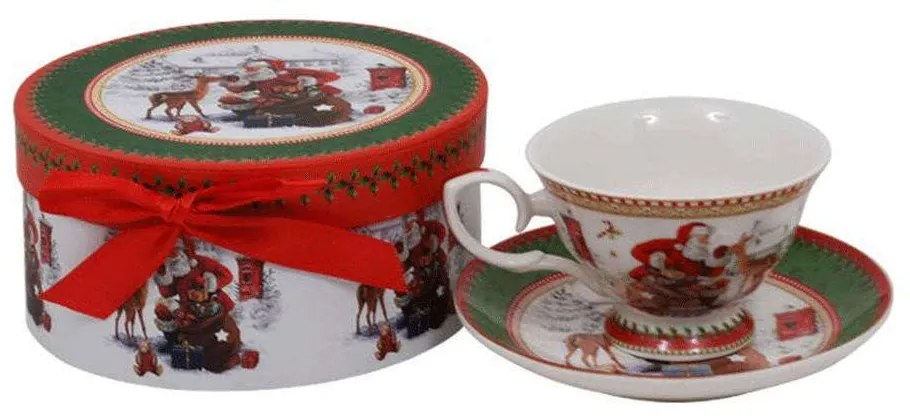Φλυτζάνι Με Πιατάκι Χριστουγεννιάτικο Santa Claus&amp;Deer 372-99-127 220ml Multi