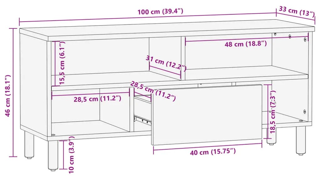 ΈΠΙΠΛΟ ΤΗΛΕΟΡΑΣΗΣ ΜΑΥΡΟ 100X33X46 ΕΚ. ΑΠΟ ΕΠΕΞΕΡΓΑΣΜΕΝΟ ΞΥΛΟ 4017664