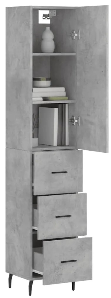 vidaXL Ντουλάπι Γκρι Σκυροδέματος 34,5x34x180 εκ. Επεξεργασμένο Ξύλο