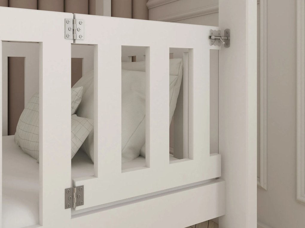Κουκέτα Doors με Συρτάρια + Κάγκελα 41,5cm από μασίφ ξύλο White 80×180cm